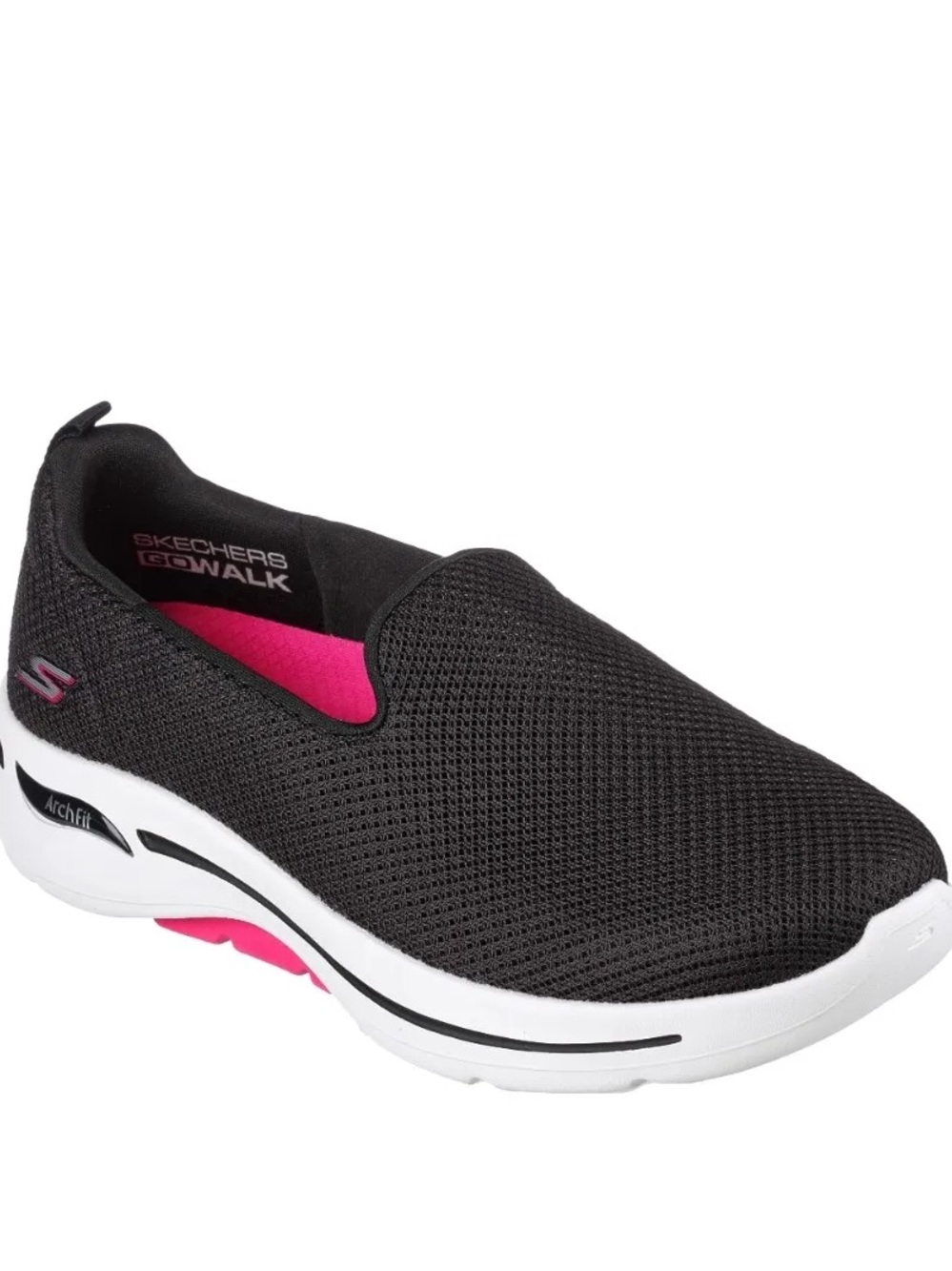Skechers GoWalk Arch Fit Black Pink Slip On Sneakers Women Size 8